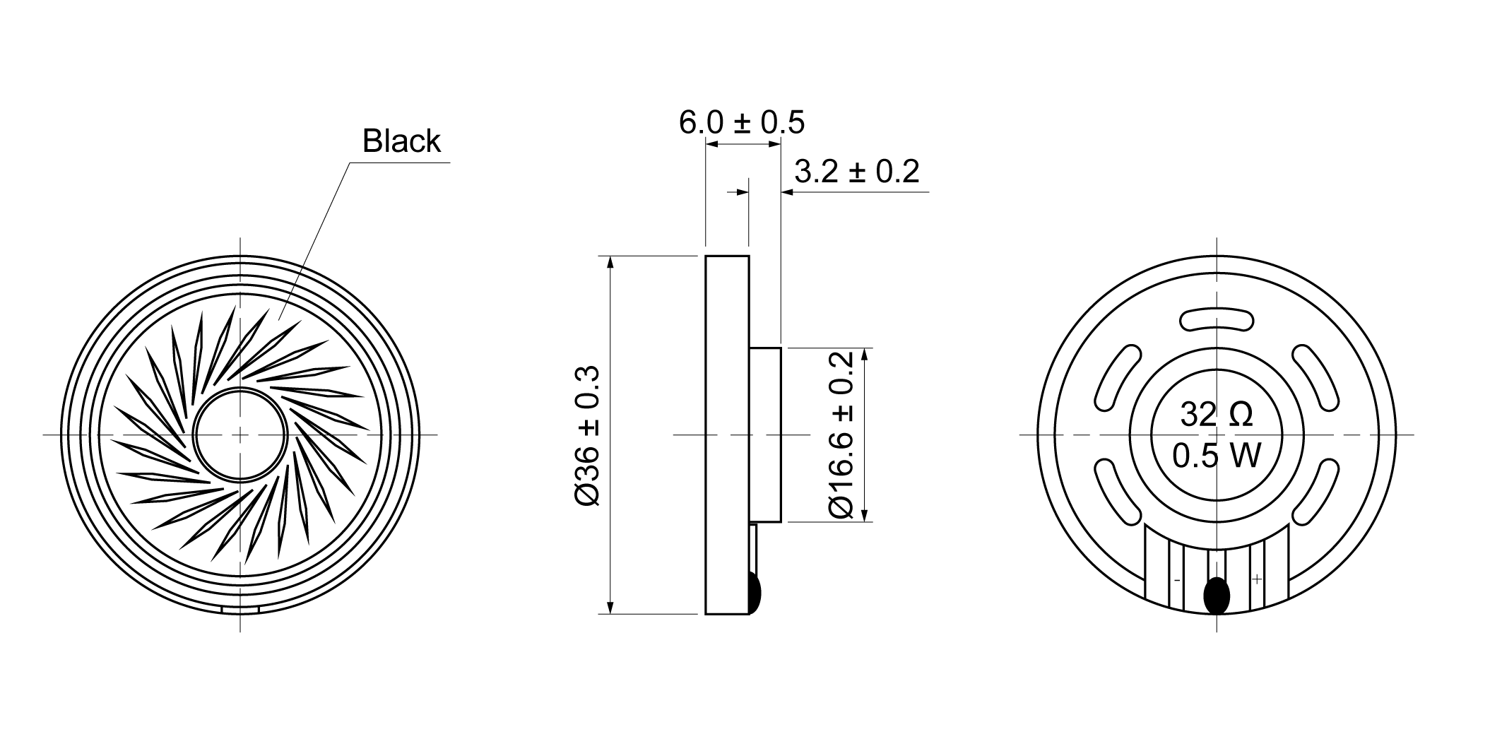 OSAI36S-6B0.5W32 Mechanical Drawing